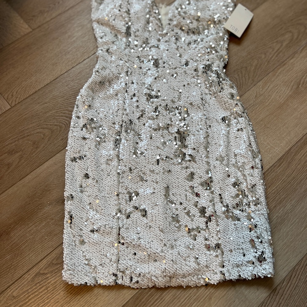 Tobi Silver Sequin Mini Dress